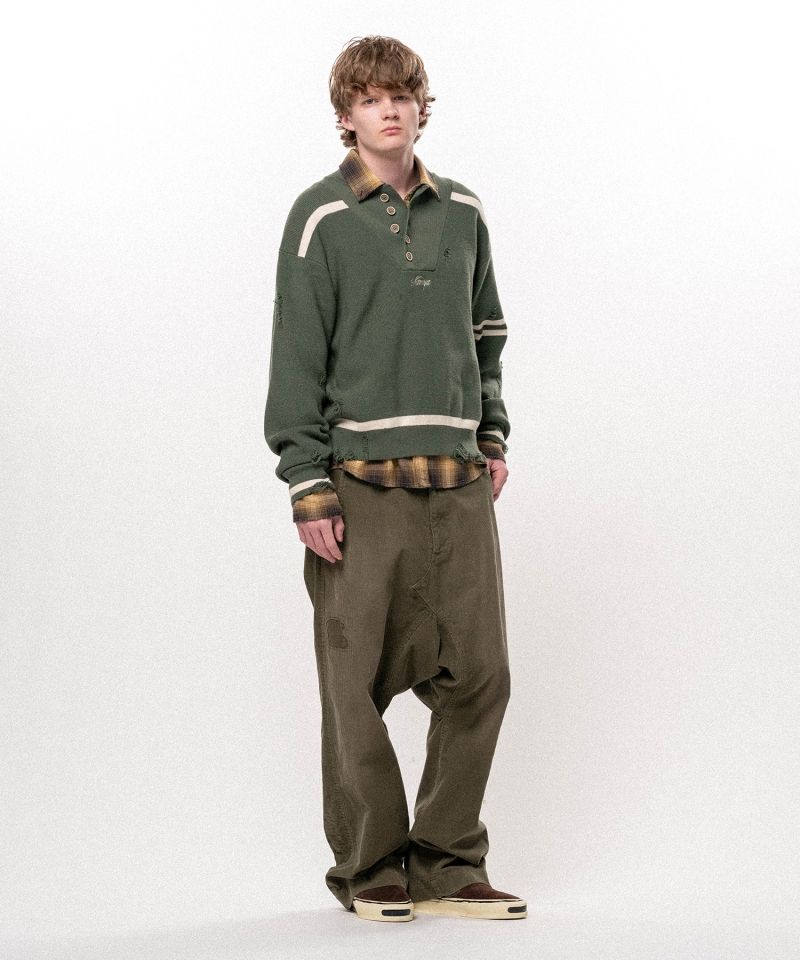 Embroidered Army Henley Knit