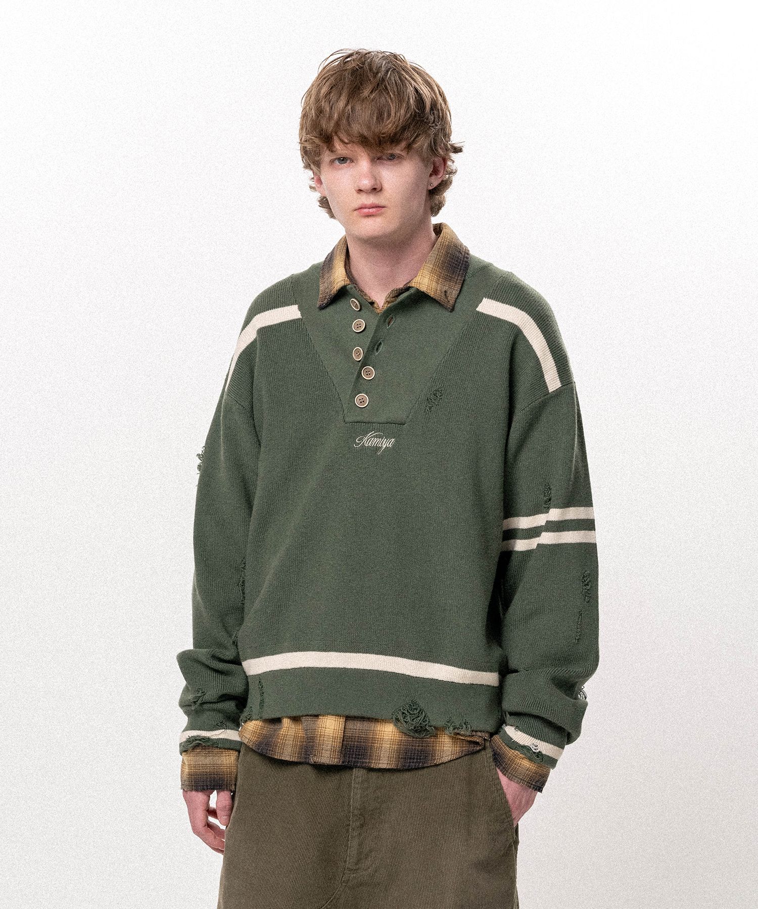 Embroidered Army Henley Knit