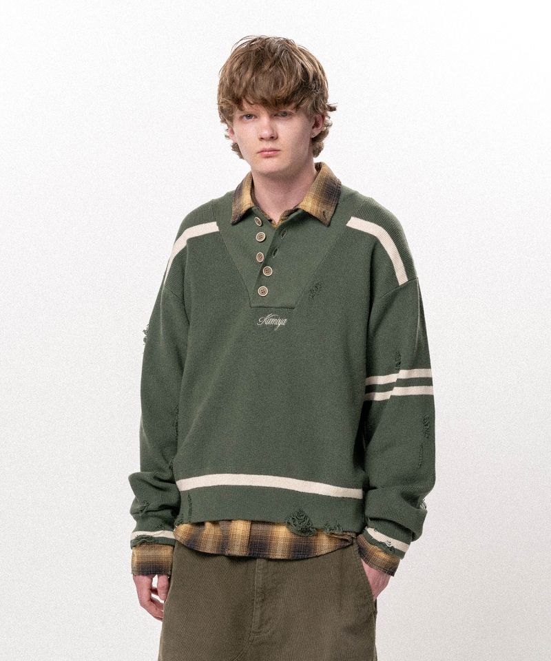 Embroidered Army Henley Knit