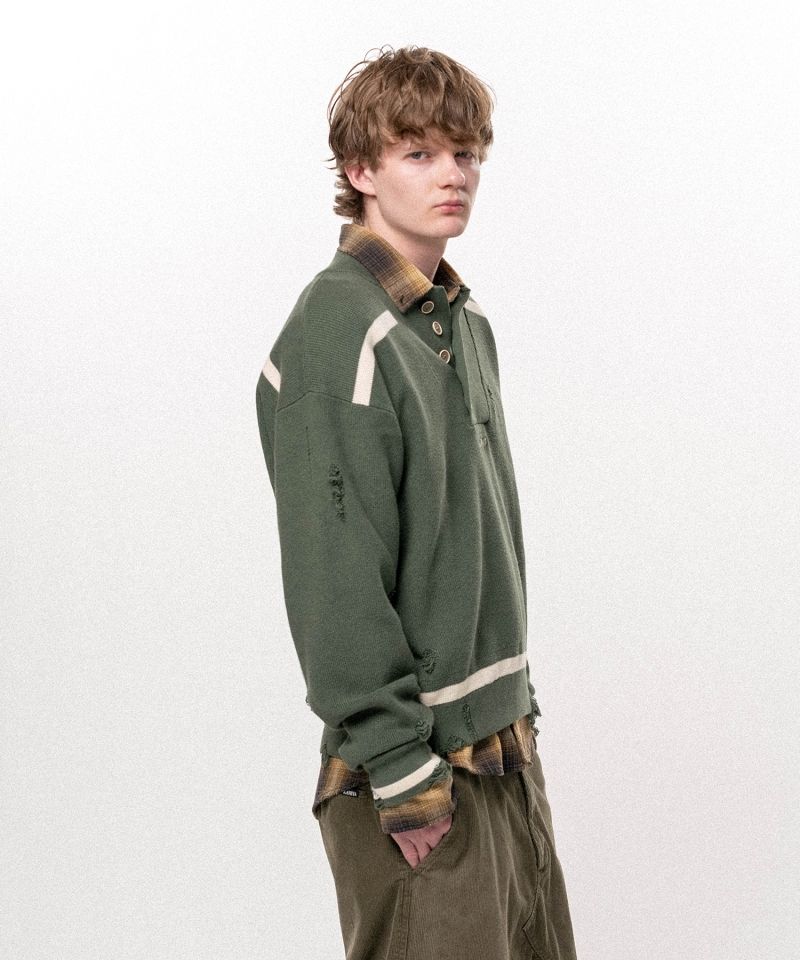 Embroidered Army Henley Knit