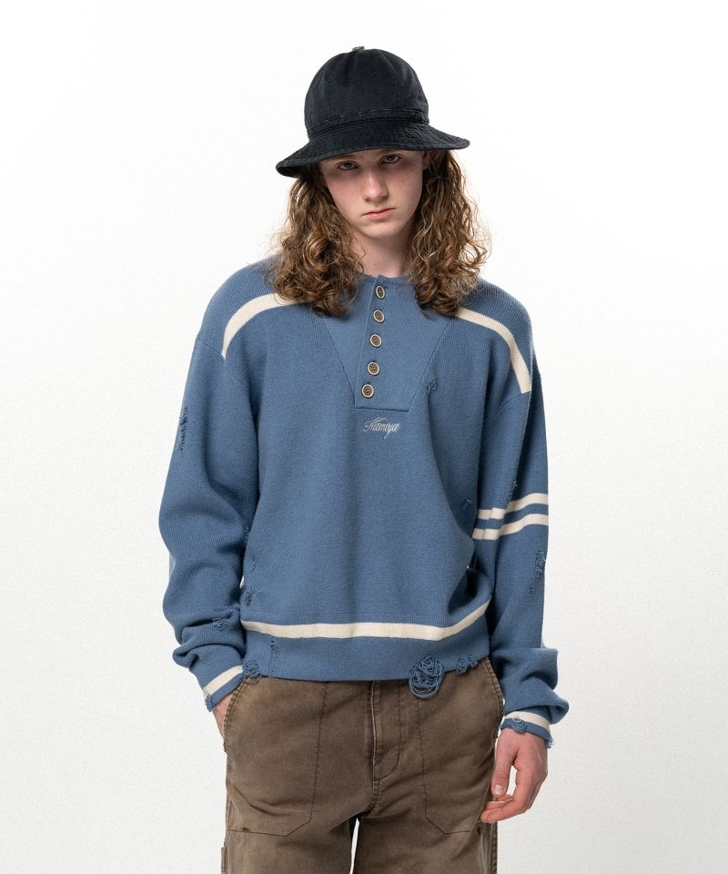 Embroidered Army Henley Knit