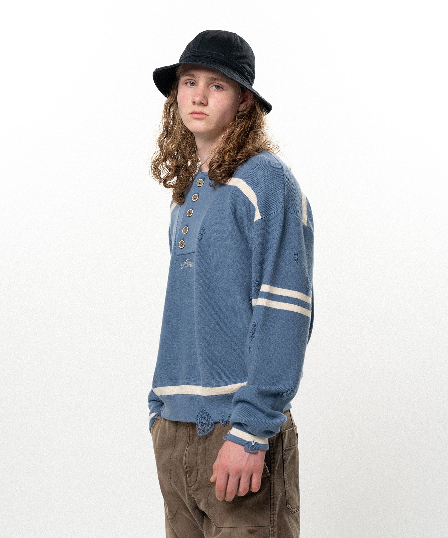 Embroidered Army Henley Knit
