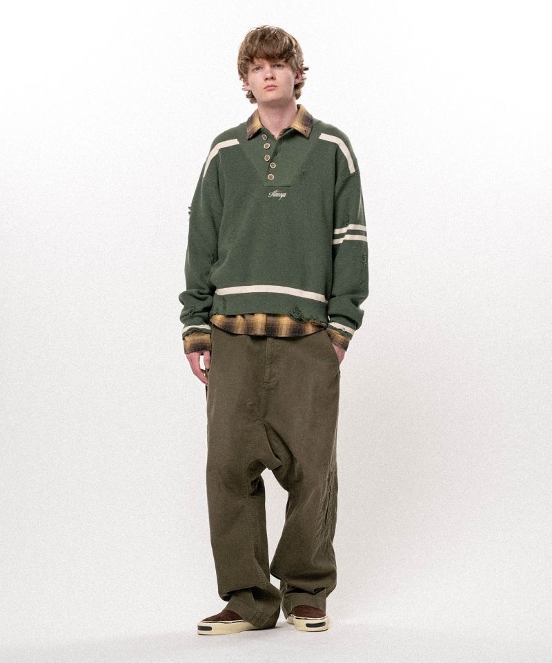Embroidered Army Henley Knit