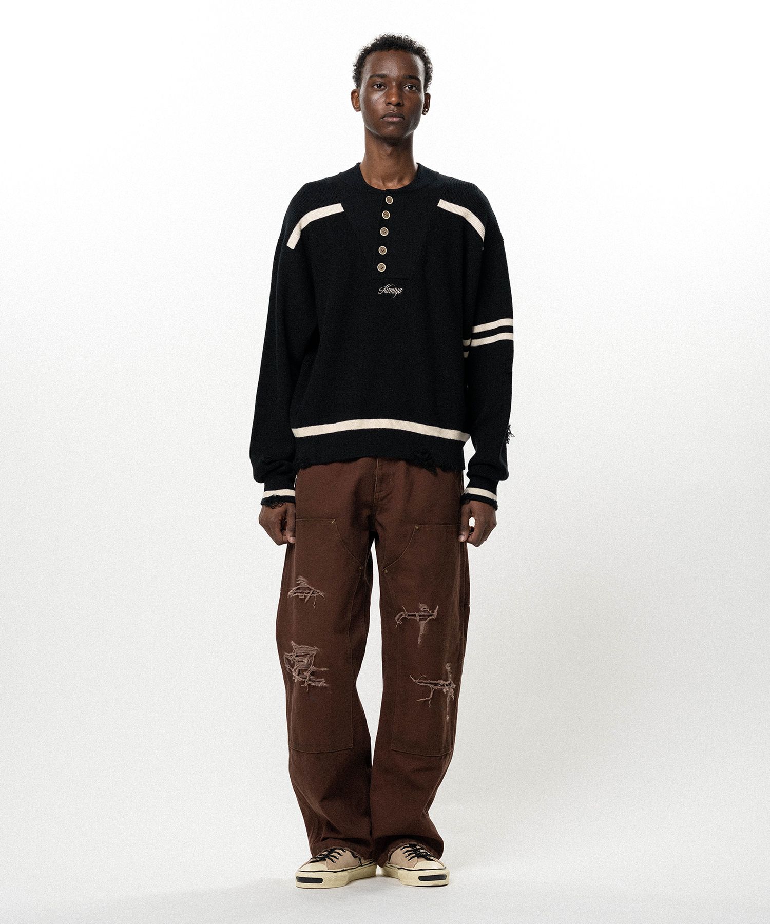 Embroidered Army Henley Knit