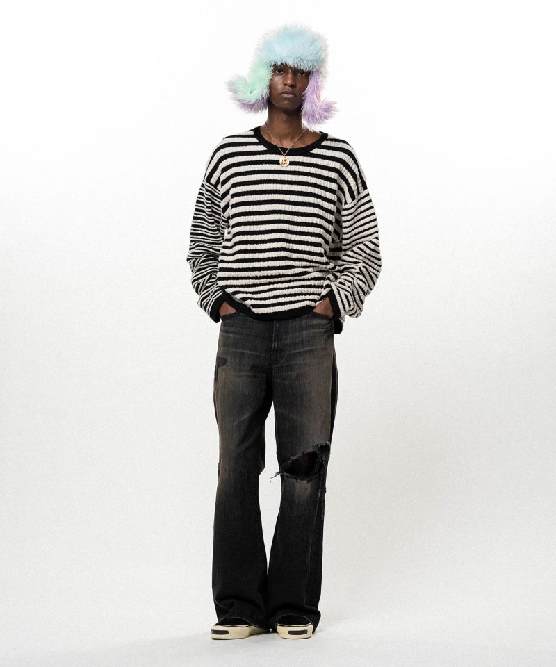 Horizontal Multi Stripe Bouclé Knit