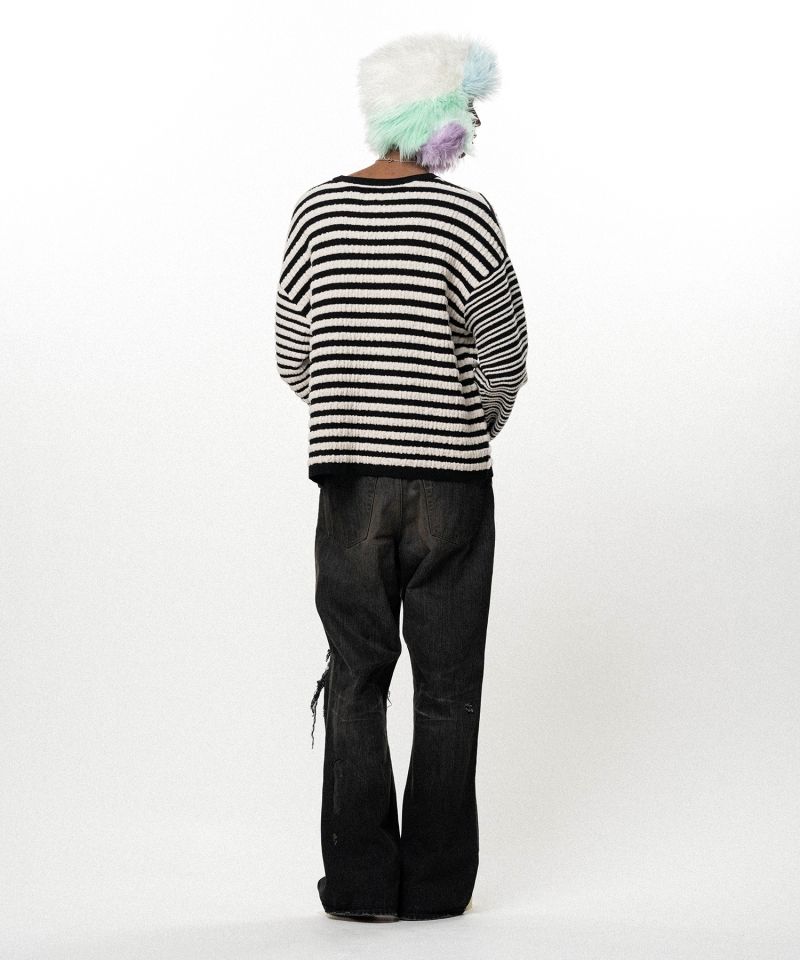 Horizontal Multi Stripe Bouclé Knit