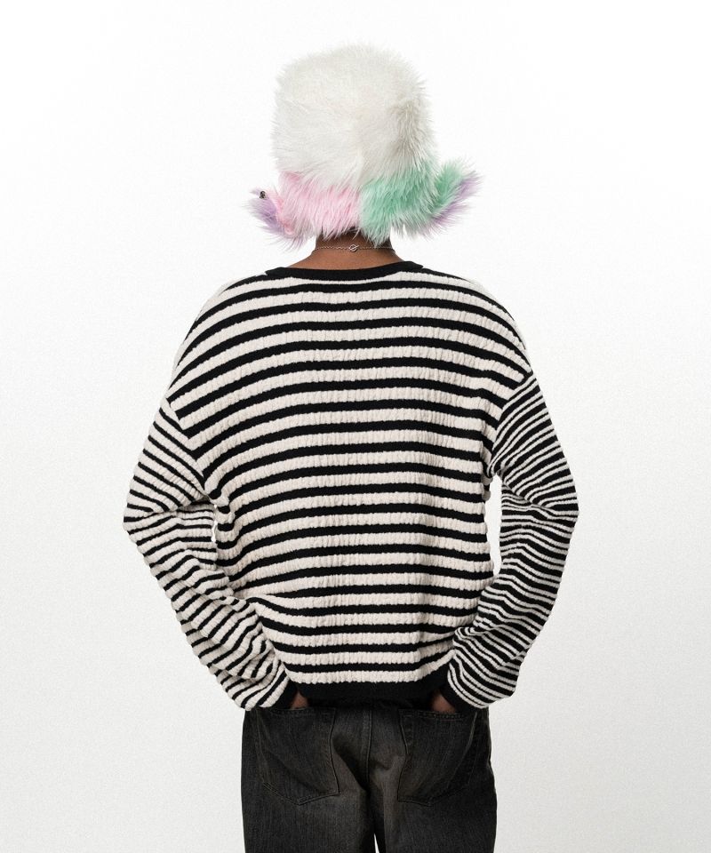 Horizontal Multi Stripe Bouclé Knit
