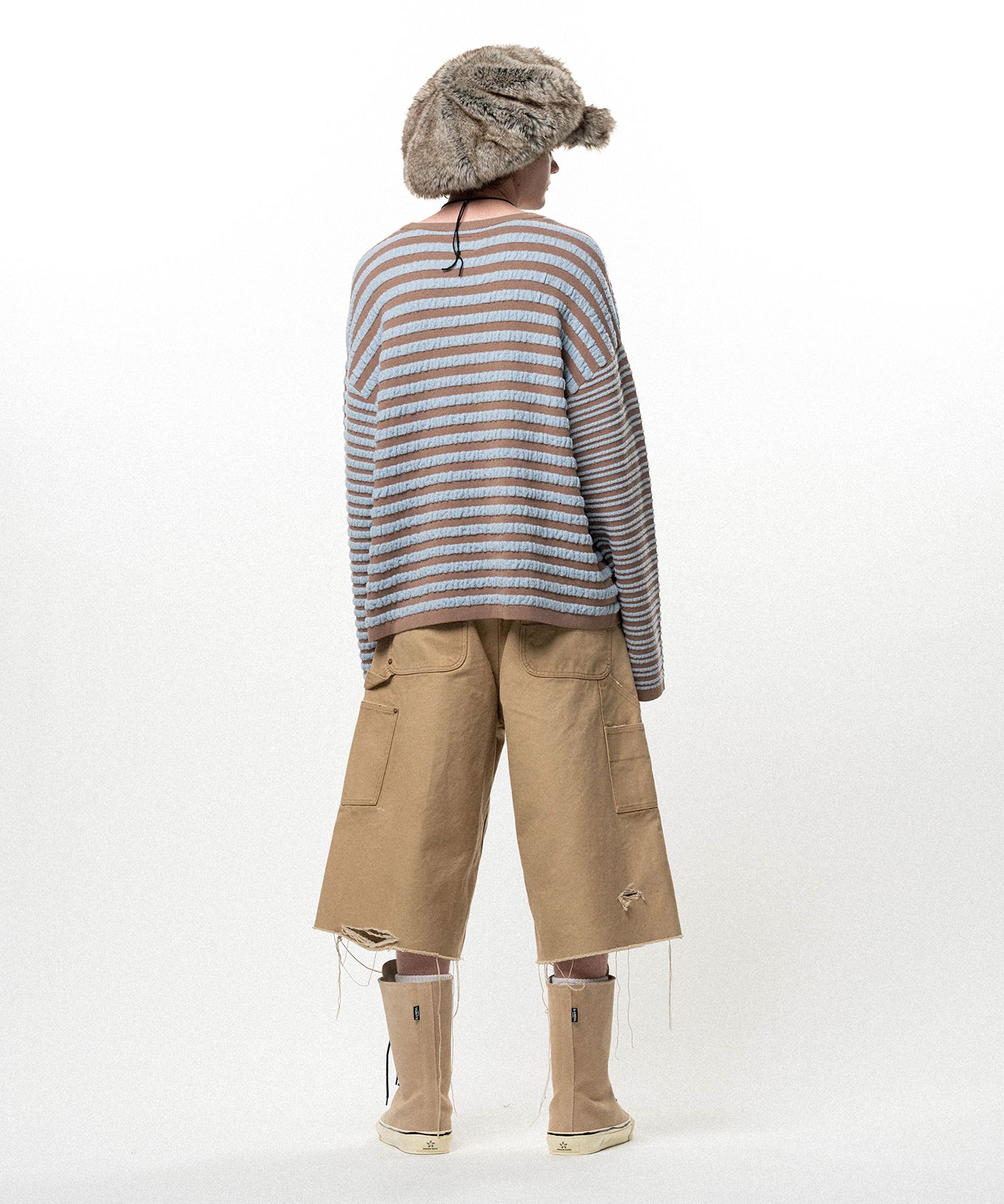 Horizontal Multi Stripe Bouclé Knit