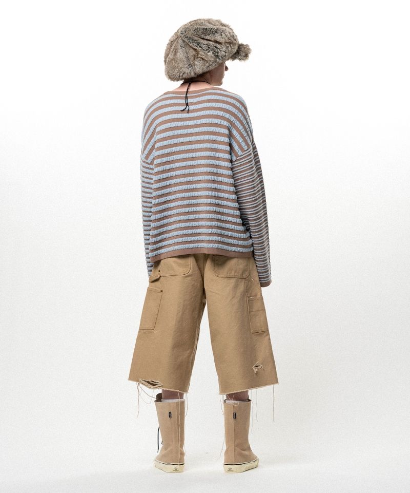Horizontal Multi Stripe Bouclé Knit