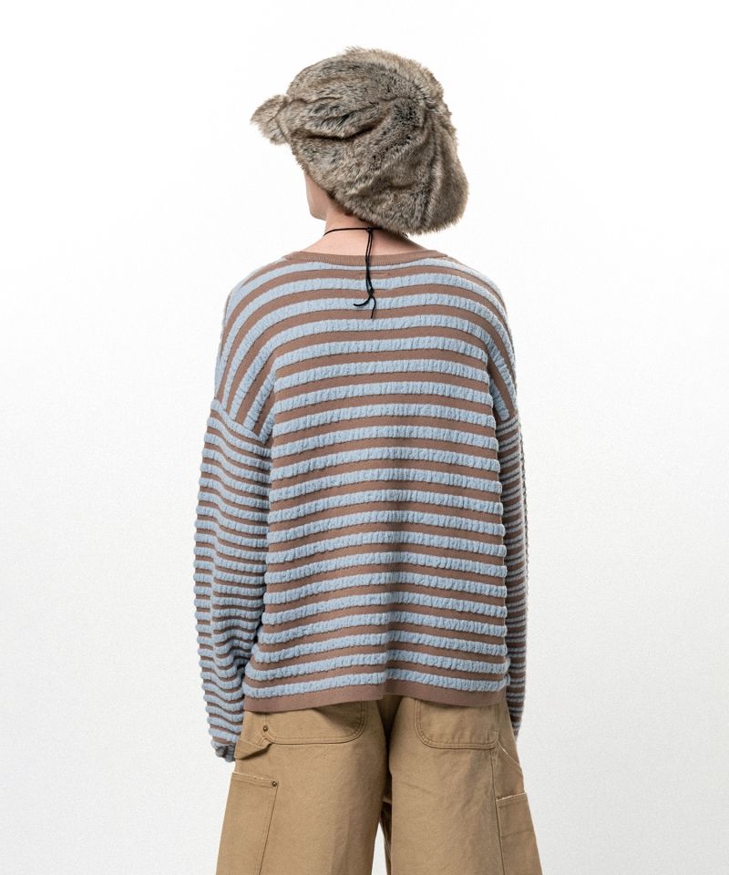 Horizontal Multi Stripe Bouclé Knit