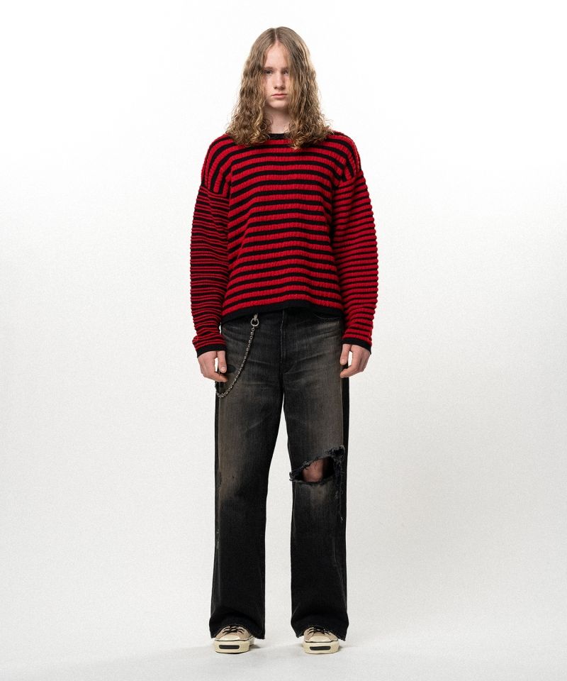 Horizontal Multi Stripe Bouclé Knit