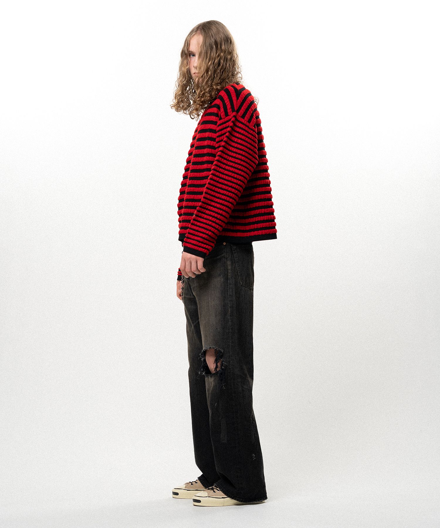 Horizontal Multi Stripe Bouclé Knit