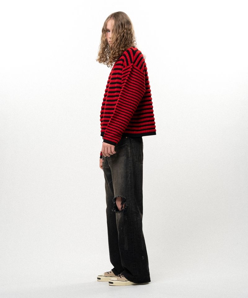 Horizontal Multi Stripe Bouclé Knit