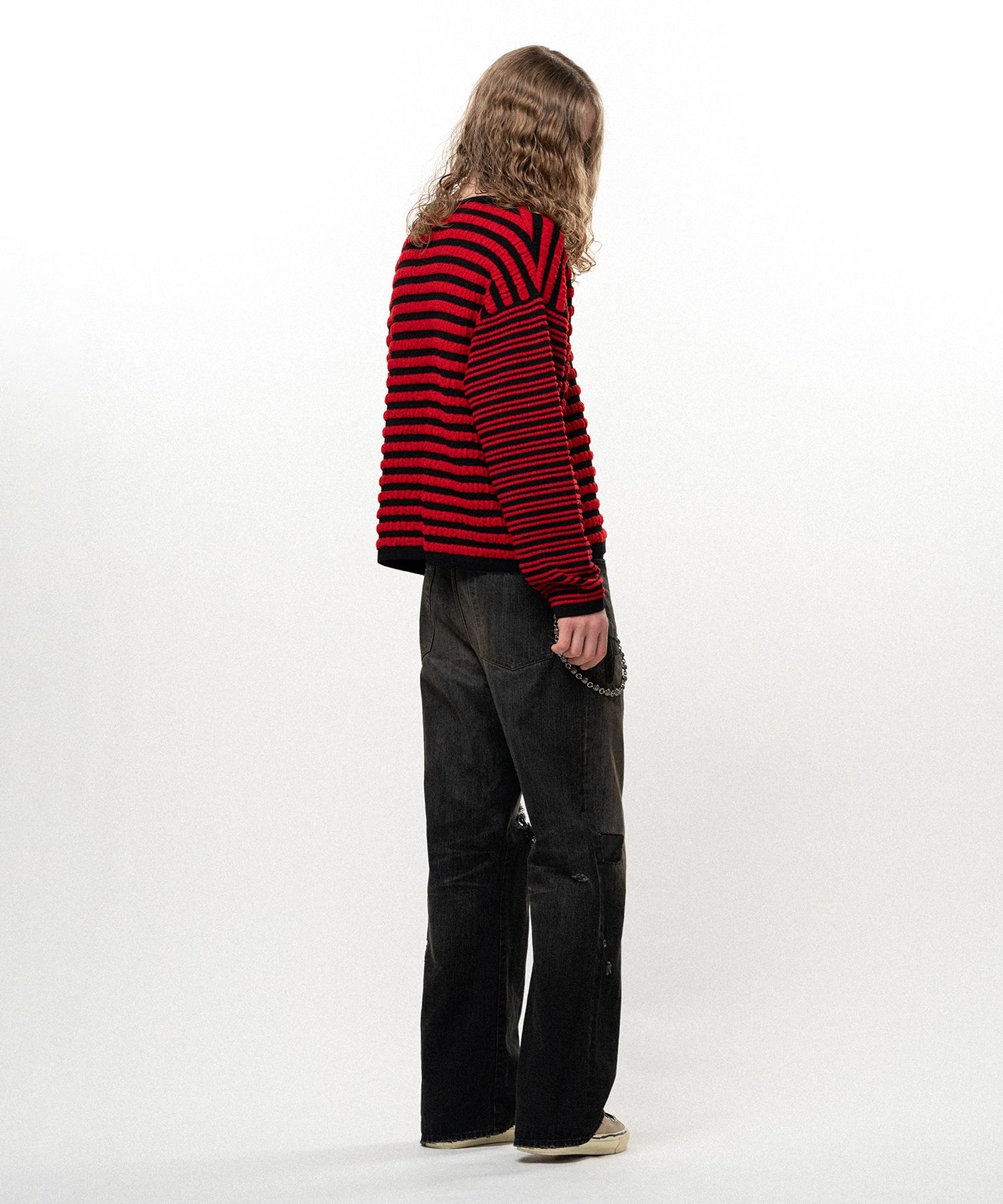 Horizontal Multi Stripe Bouclé Knit