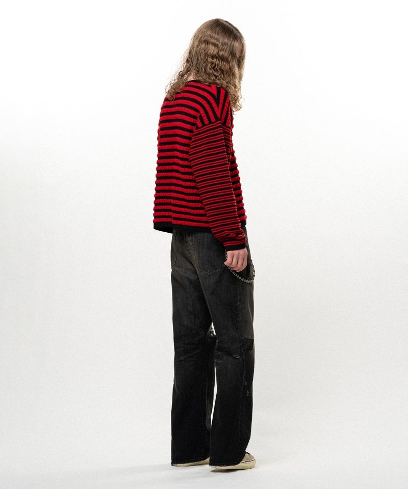 Horizontal Multi Stripe Bouclé Knit