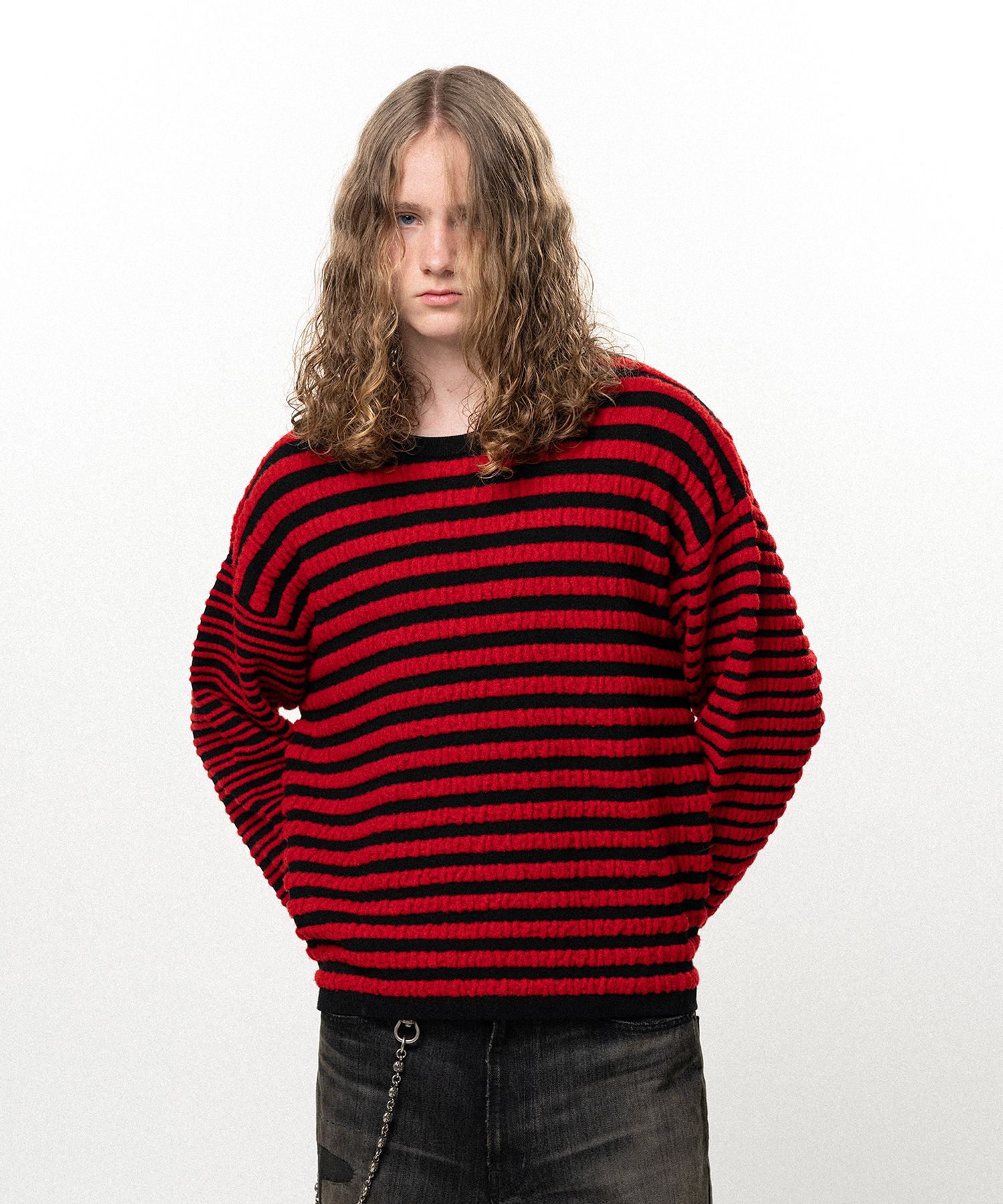 Horizontal Multi Stripe Bouclé Knit