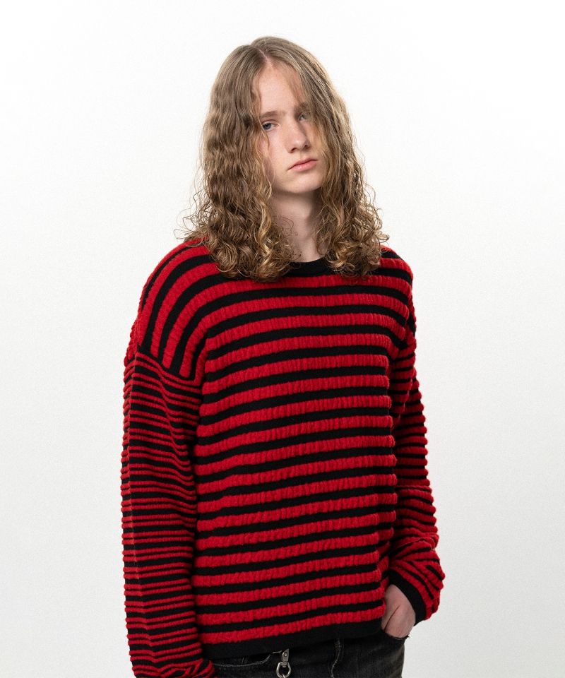 Horizontal Multi Stripe Bouclé Knit