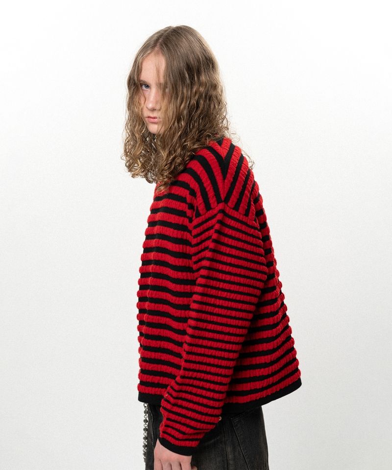 Horizontal Multi Stripe Bouclé Knit