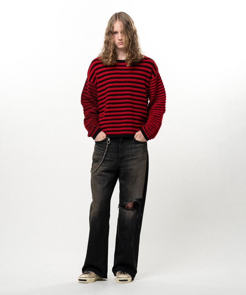 Horizontal Multi Stripe Bouclé Knit