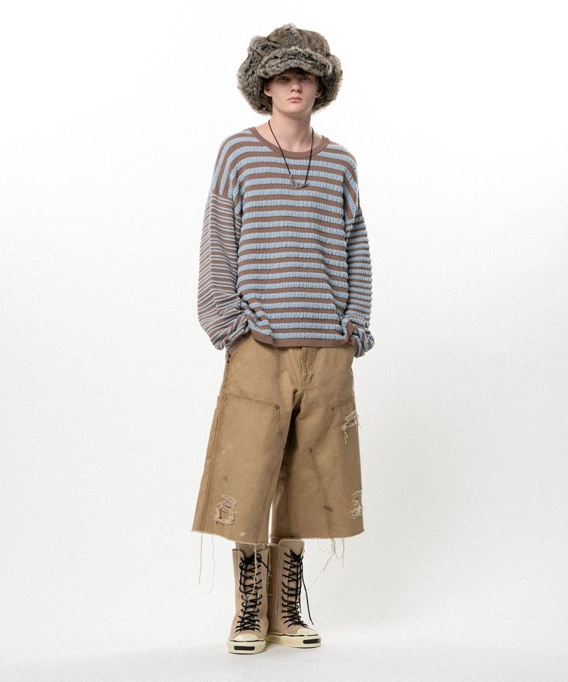 Horizontal Multi Stripe Bouclé Knit