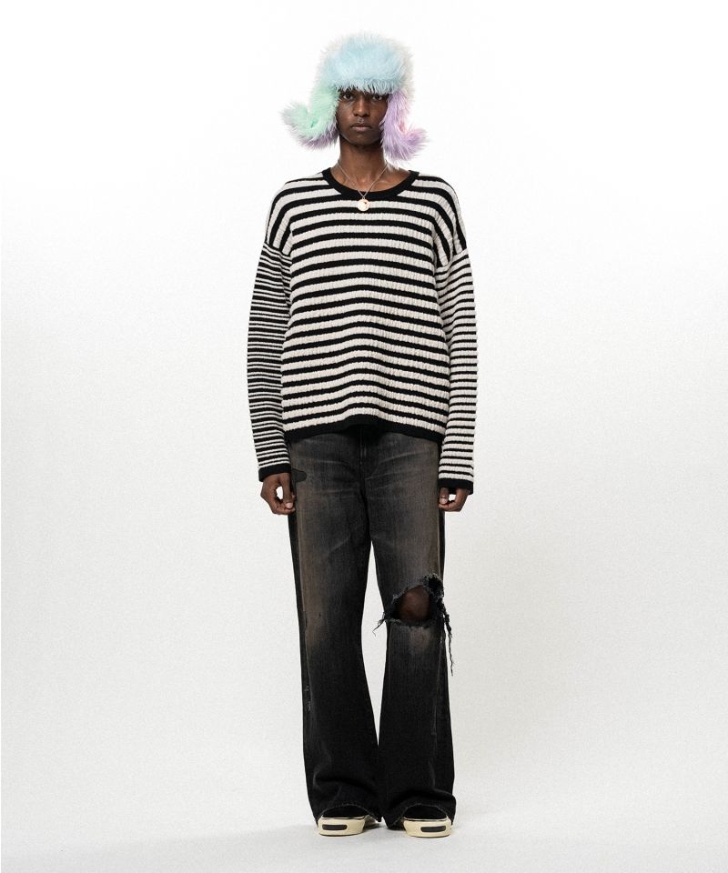 Horizontal Multi Stripe Bouclé Knit