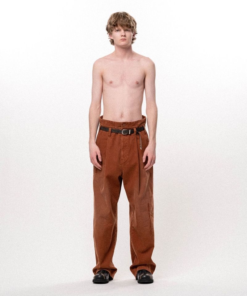 Repaired Corduroy V-Back Wide Pants