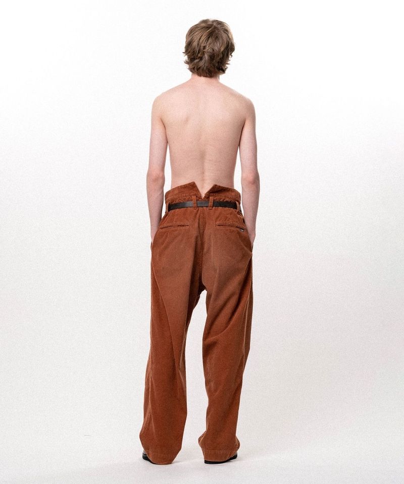 Repaired Corduroy V-Back Wide Pants