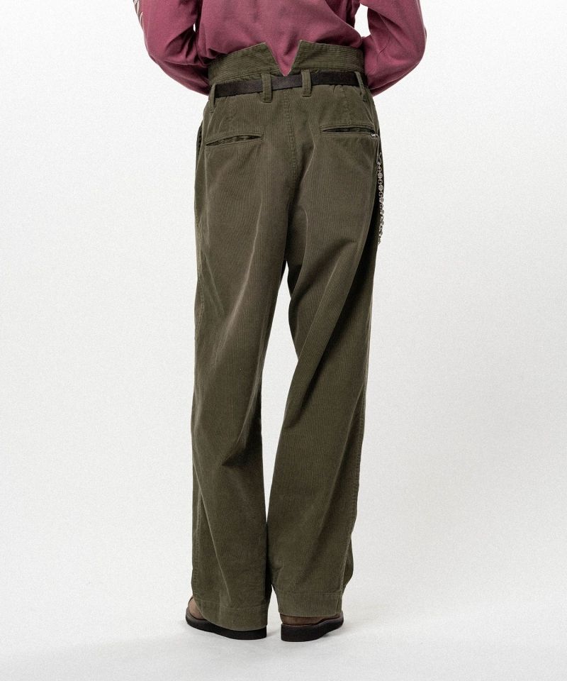 Repaired Corduroy V-Back Wide Pants