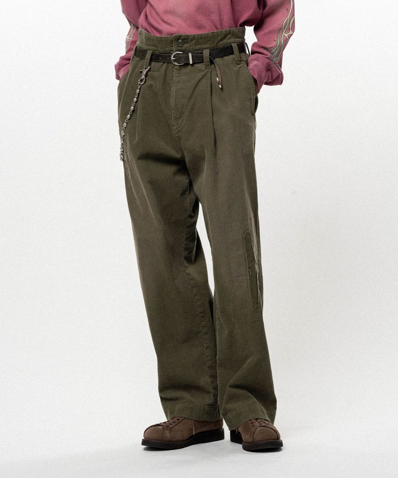 Repaired Corduroy V-Back Wide Pants