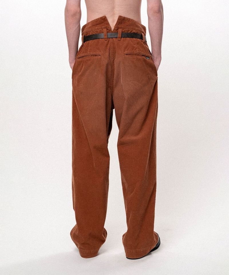 Repaired Corduroy V-Back Wide Pants