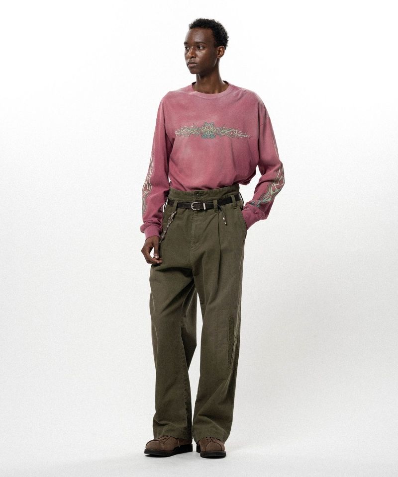 Repaired Corduroy V-Back Wide Pants