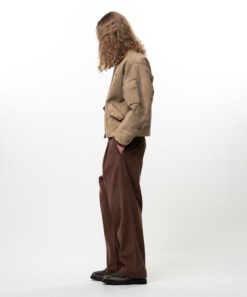 Distressed Tencel Chino V-Back Wide Pants