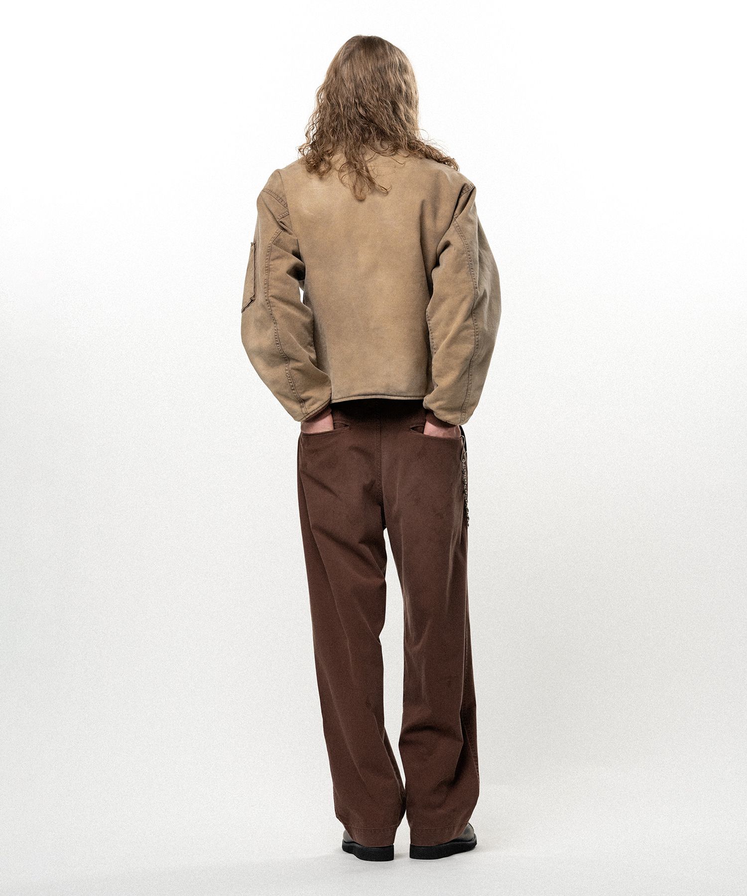 Distressed Tencel Chino V-Back Wide Pants