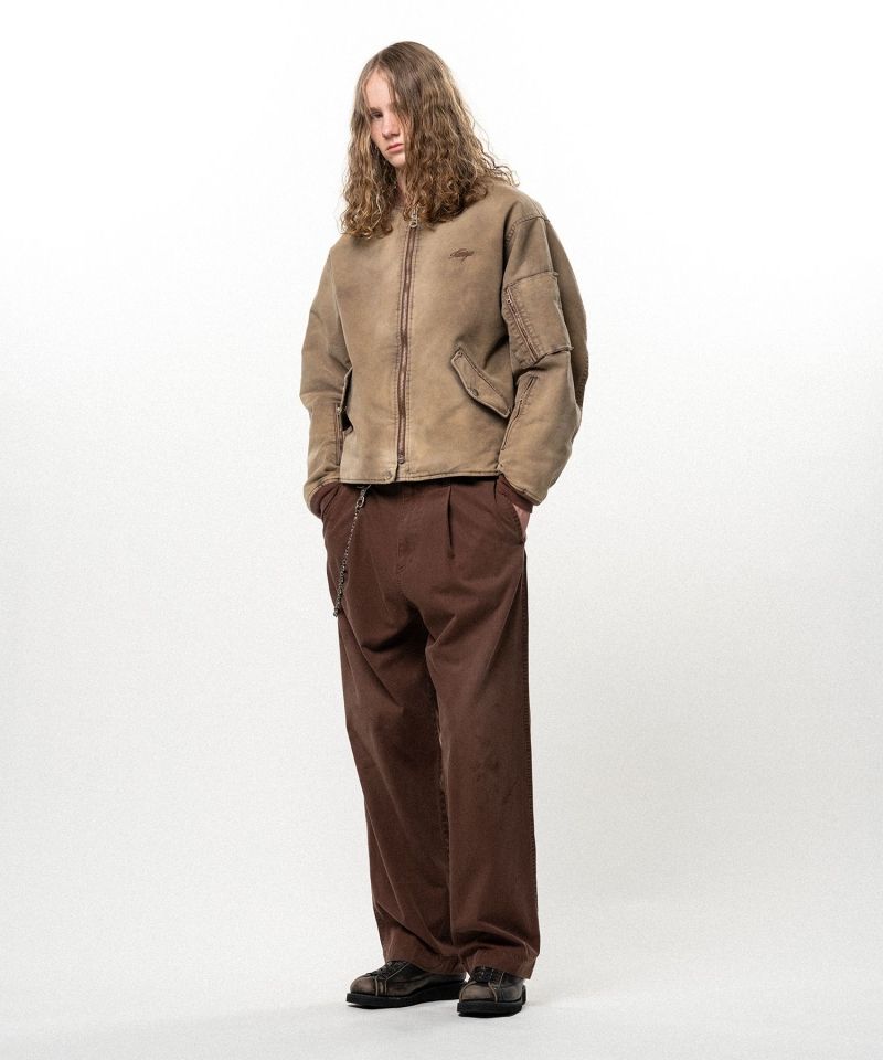 Distressed Tencel Chino V-Back Wide Pants