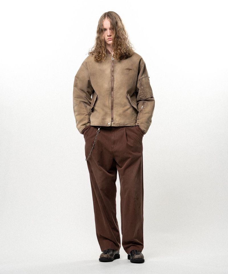 Distressed Tencel Chino V-Back Wide Pants