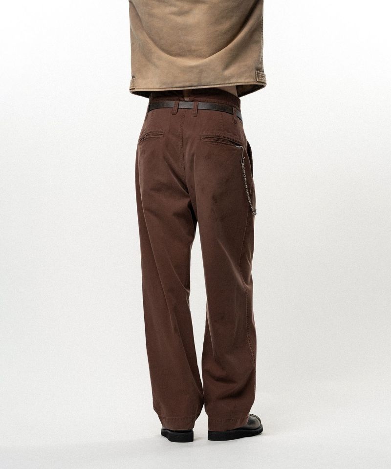 Distressed Tencel Chino V-Back Wide Pants