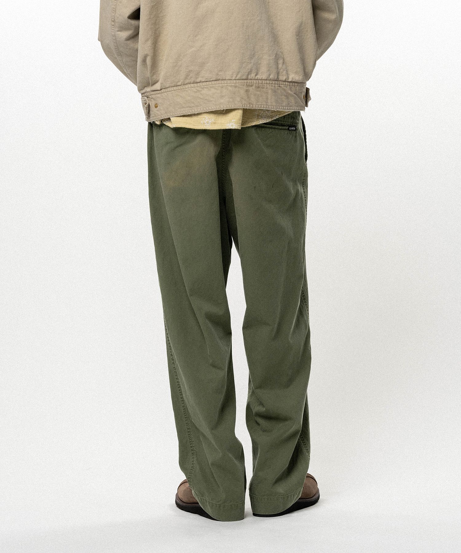 Distressed Tencel Chino V-Back Wide Pants