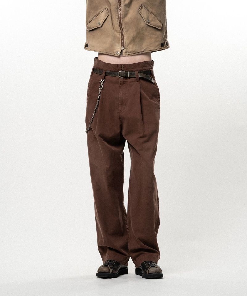 Distressed Tencel Chino V-Back Wide Pants