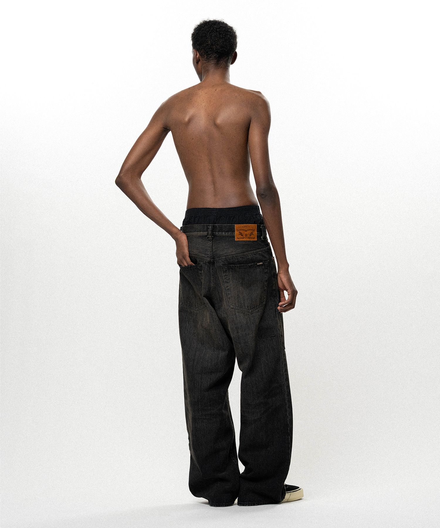 Repaired Baggy Denim Pants