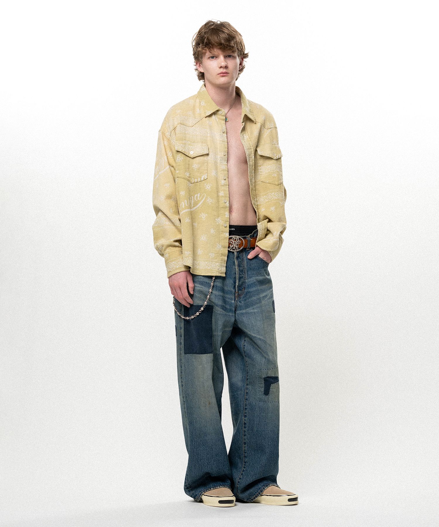 Repaired Baggy Denim Pants