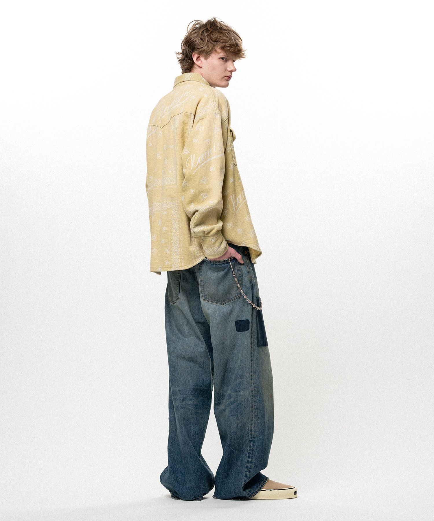 Repaired Baggy Denim Pants