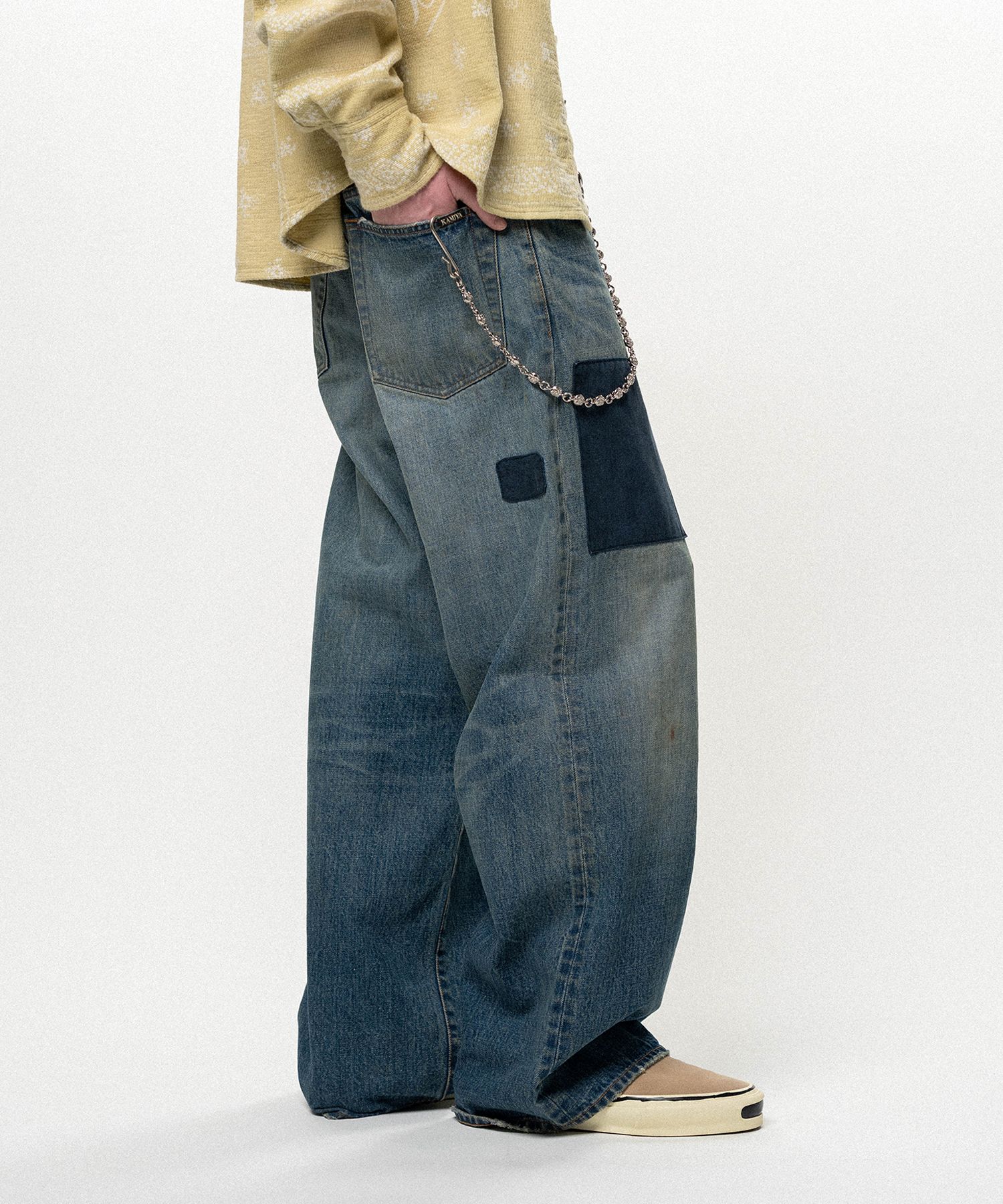 Repaired Baggy Denim Pants