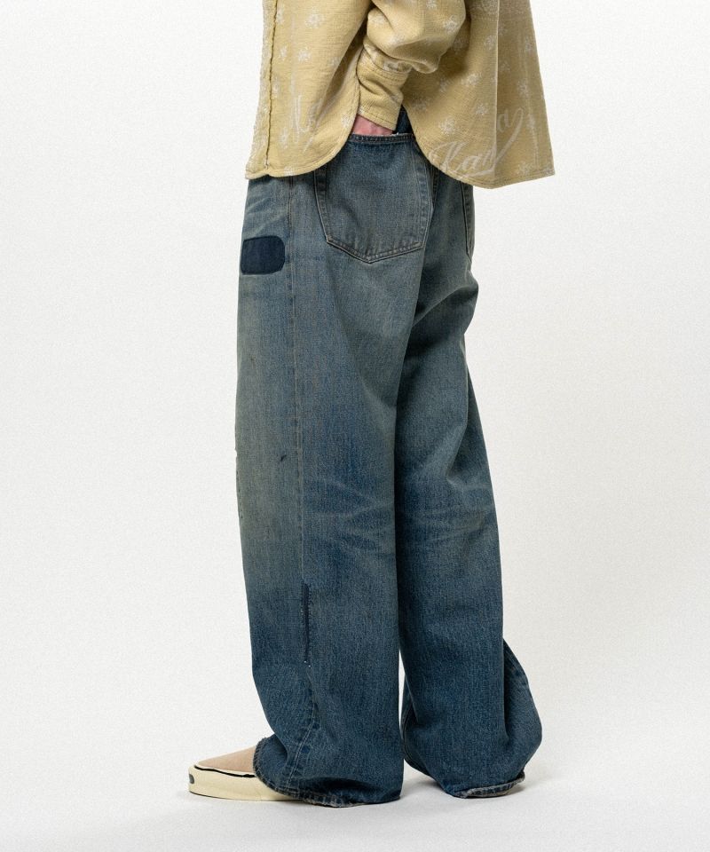 Repaired Baggy Denim Pants
