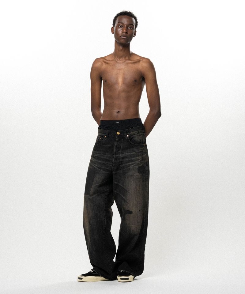 Repaired Baggy Denim Pants