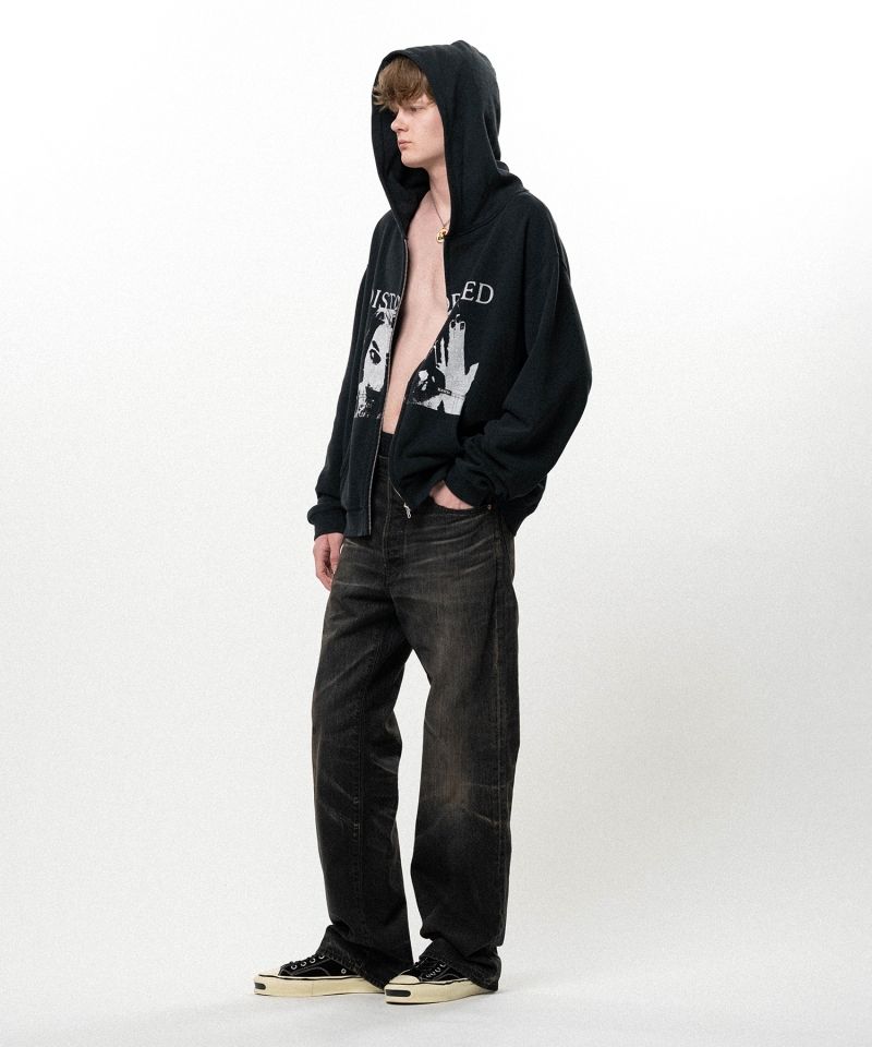 Distressed Straight Denim Pants