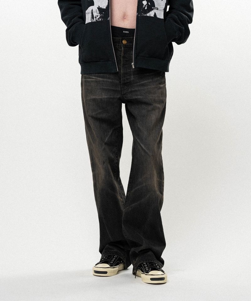 Distressed Straight Denim Pants