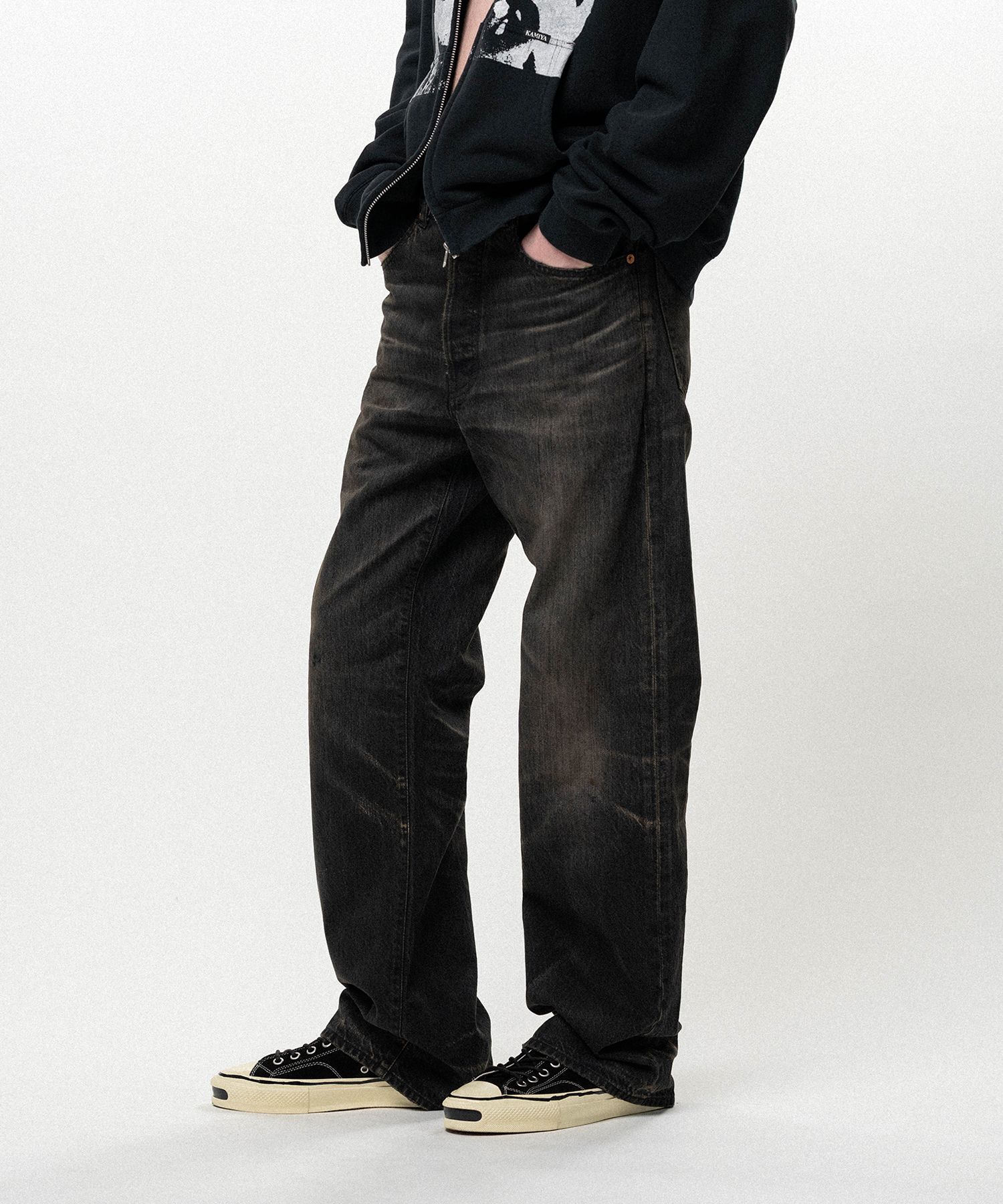 Distressed Straight Denim Pants