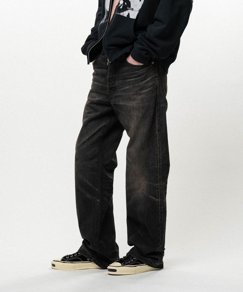 Distressed Straight Denim Pants
