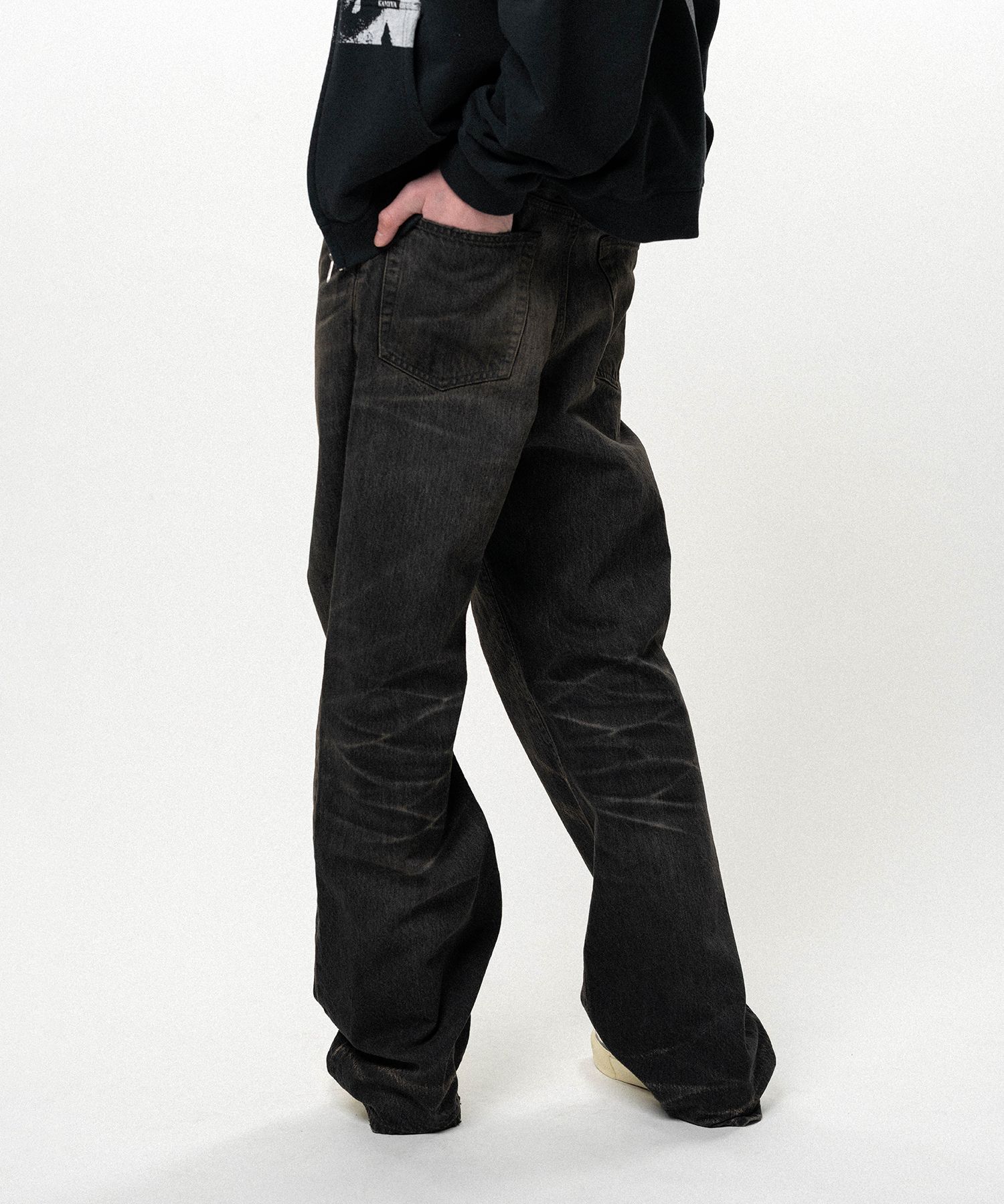 Distressed Straight Denim Pants