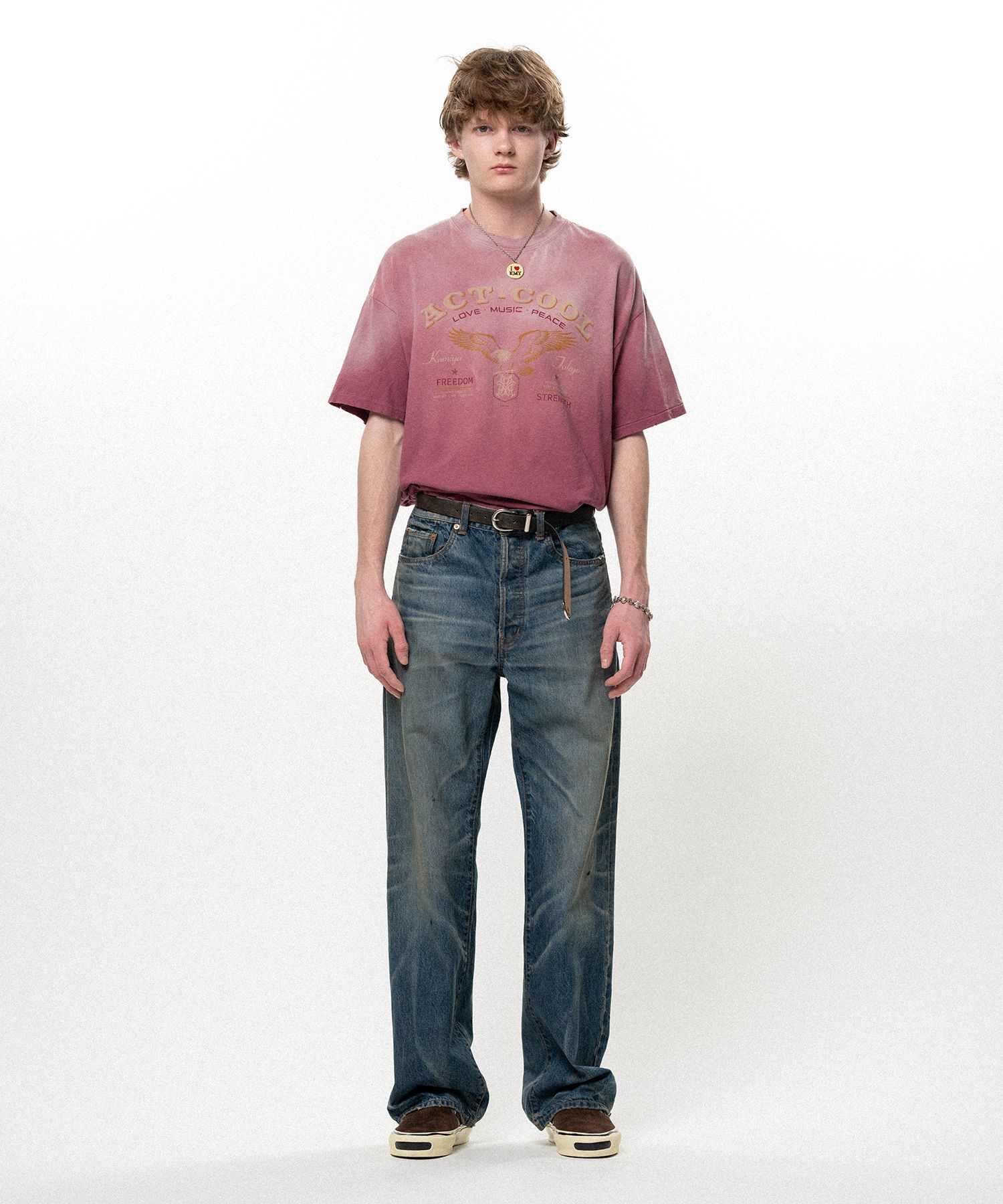 Distressed Straight Denim Pants